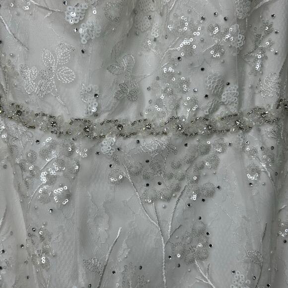 Mac Duggal 79337 MIDI Dress-size‎ 4-white floral high embellished rosette v neck - Picture 9 of 10